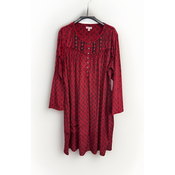 Secret Treasures Traditional Long Sleeve Velour Sleep Gown Plus Size 2X Soft Red - Picture 1 of 7